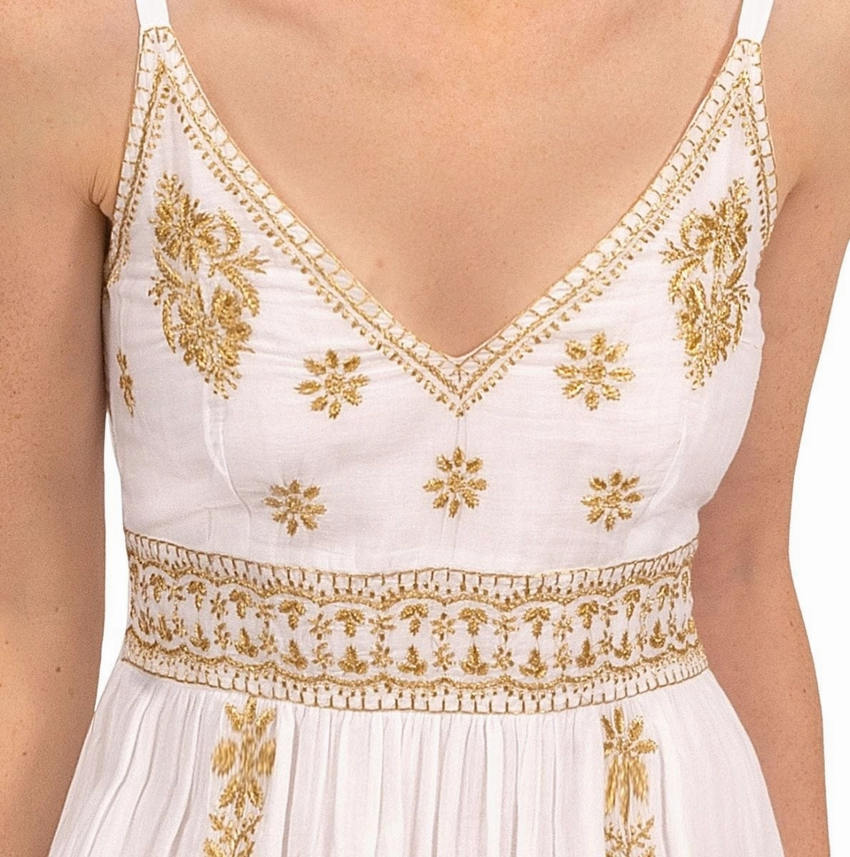 Gretchen Scott Fiesta Time Dress - White/Gold