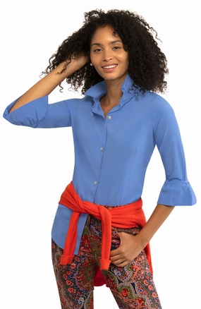 Gretchen Scott Priss Chiffon Blouse - French Blue summer dresses best deals