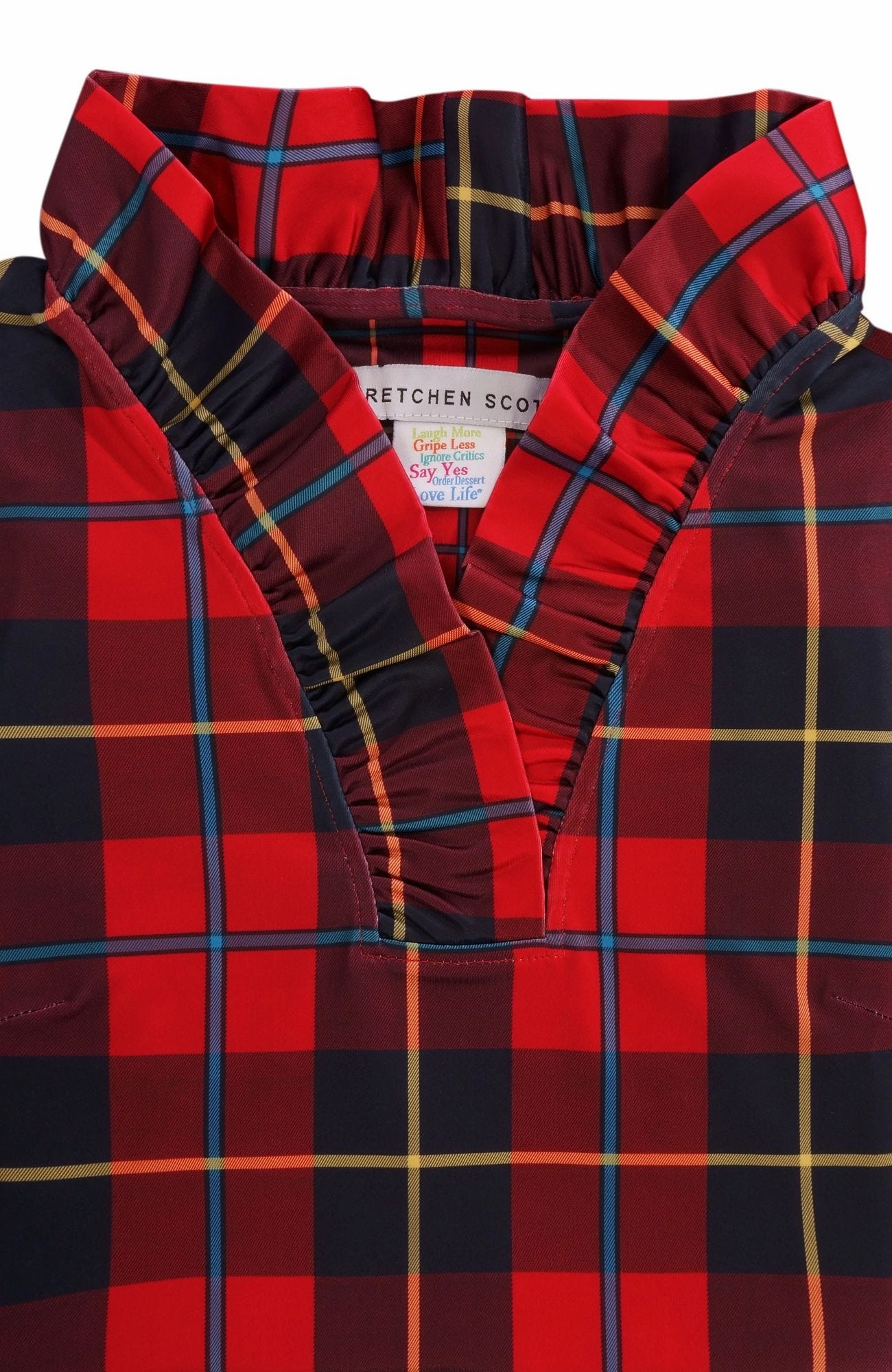 Gretchen Scott Ruff Neck Dress - Plaidly Cooper - Red Plaid