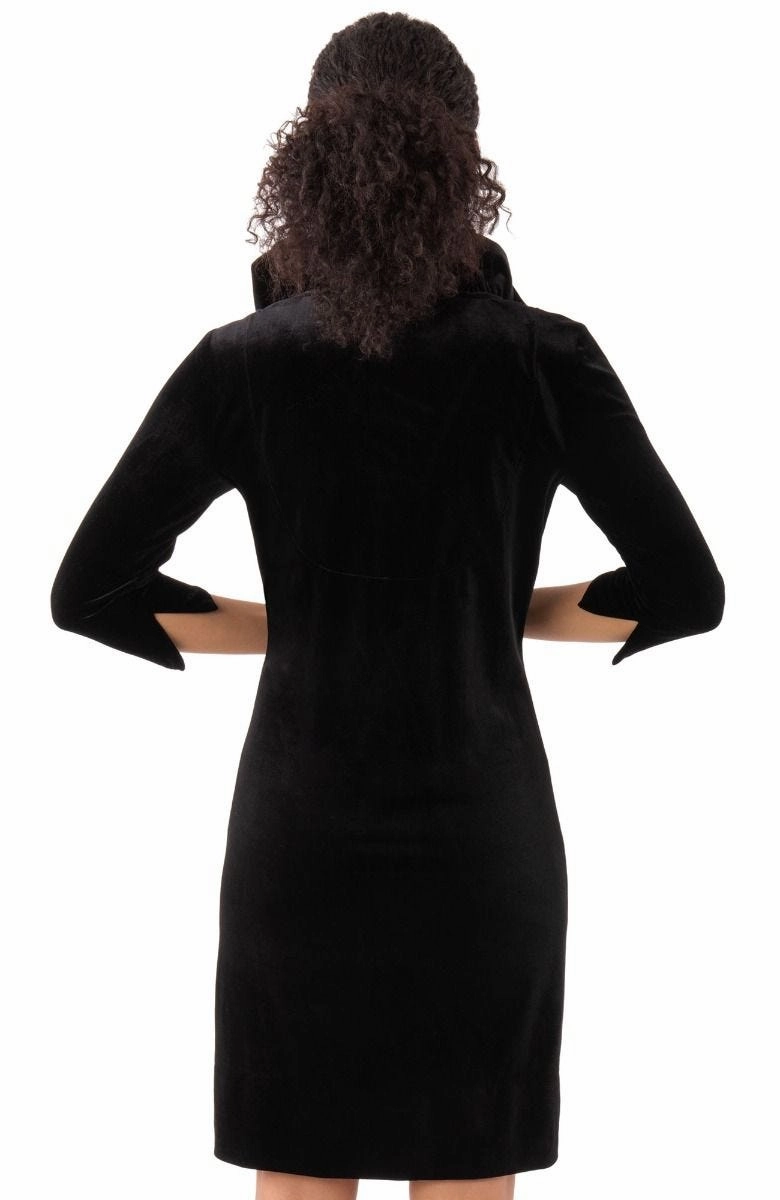 Gretchen Scott Ruff Neck Dress - Silky Velvet - Black