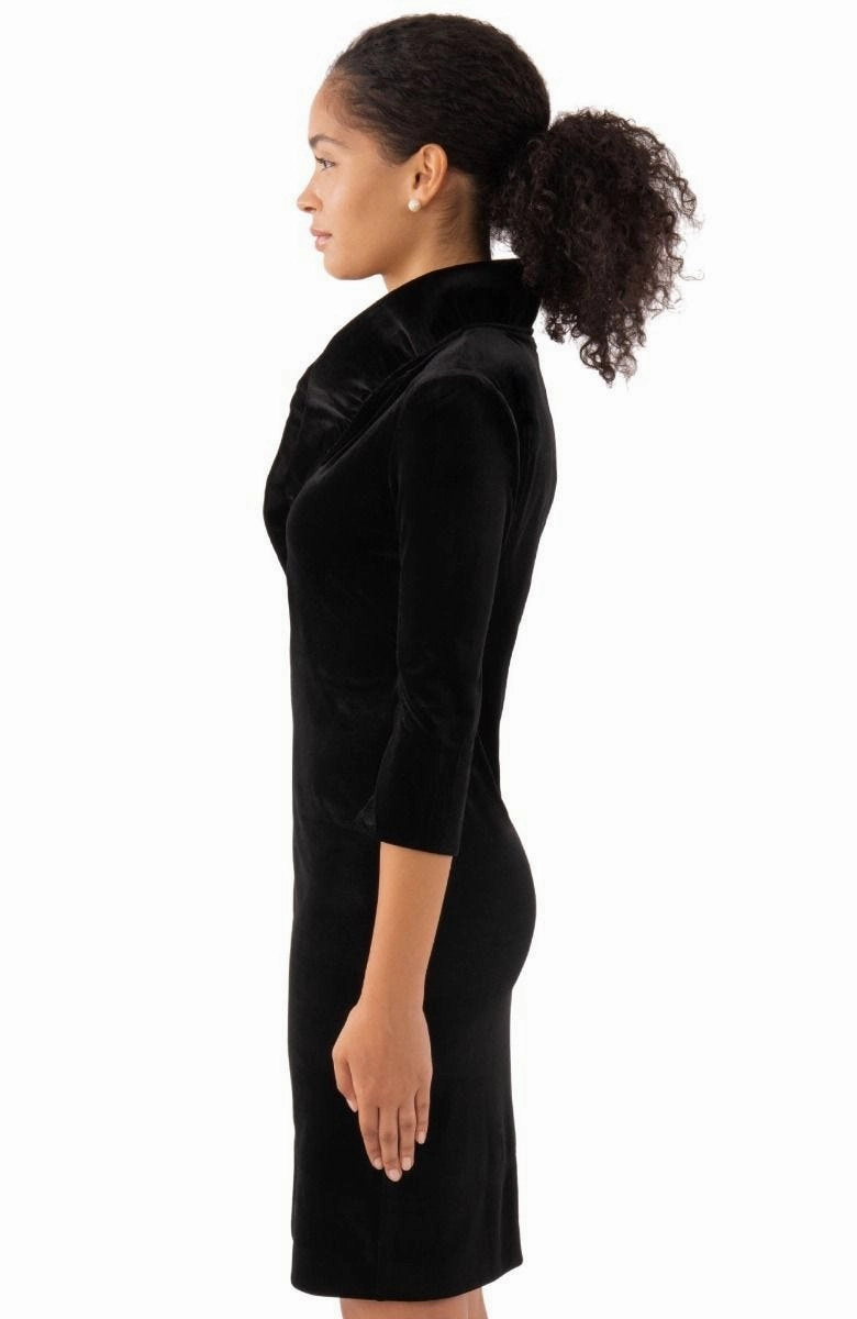 Gretchen Scott Ruff Neck Dress - Silky Velvet - Black