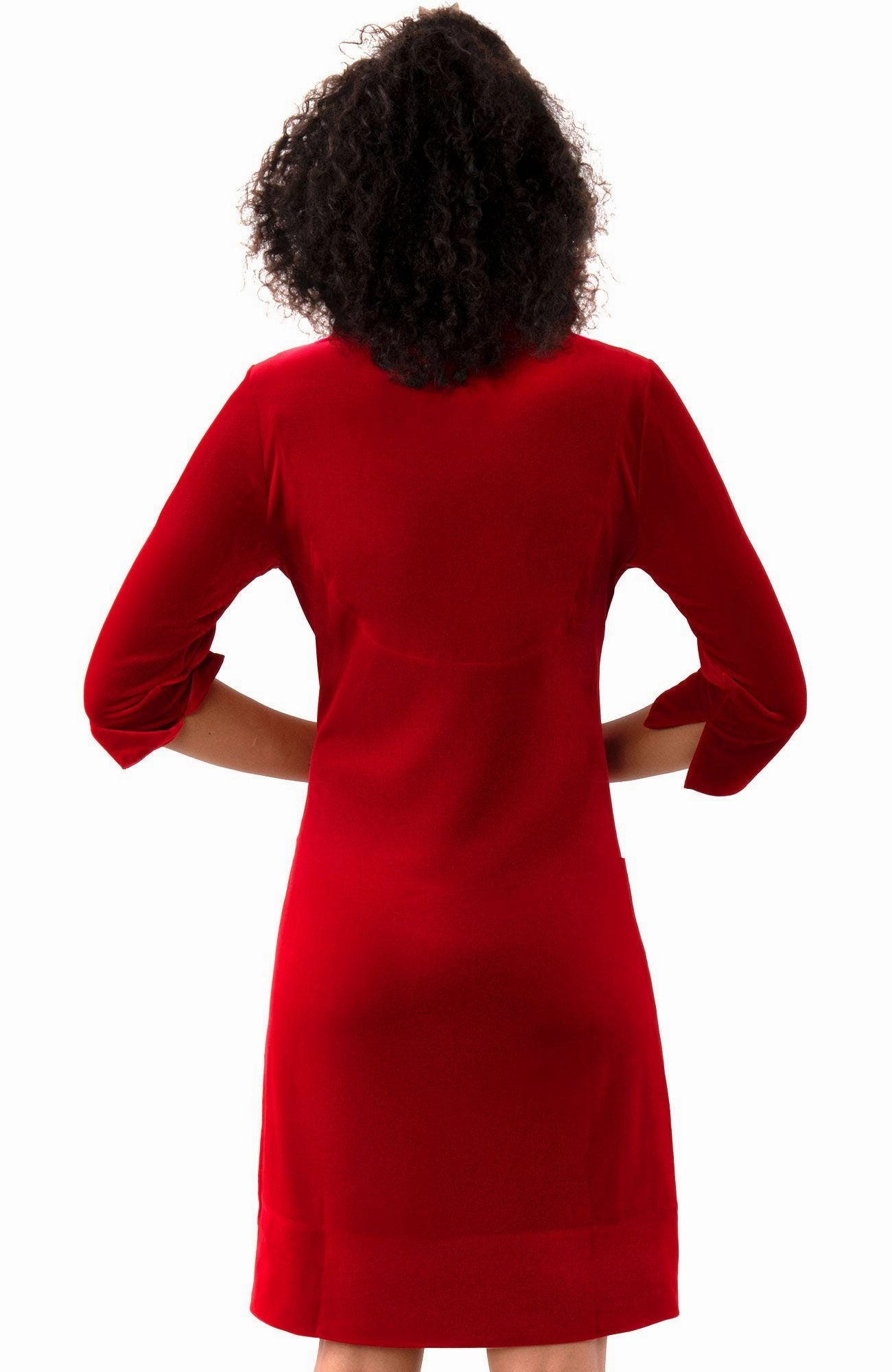 Gretchen Scott Ruff Neck Dress - Silky Velvet - Red