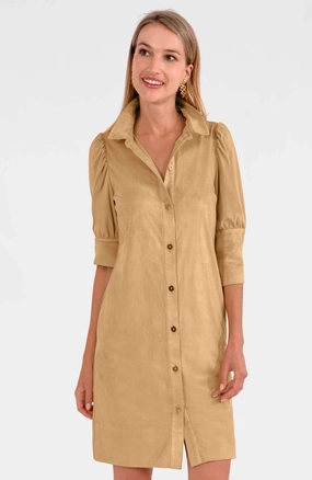 Gretchen Scott Swagger Dress - Ultra Suede - Khaki maxi dresses clearance