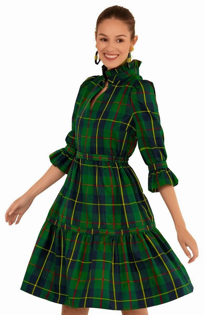Gretchen Scott Teardrop Dress - Plaidly Cooper - Green Plaid