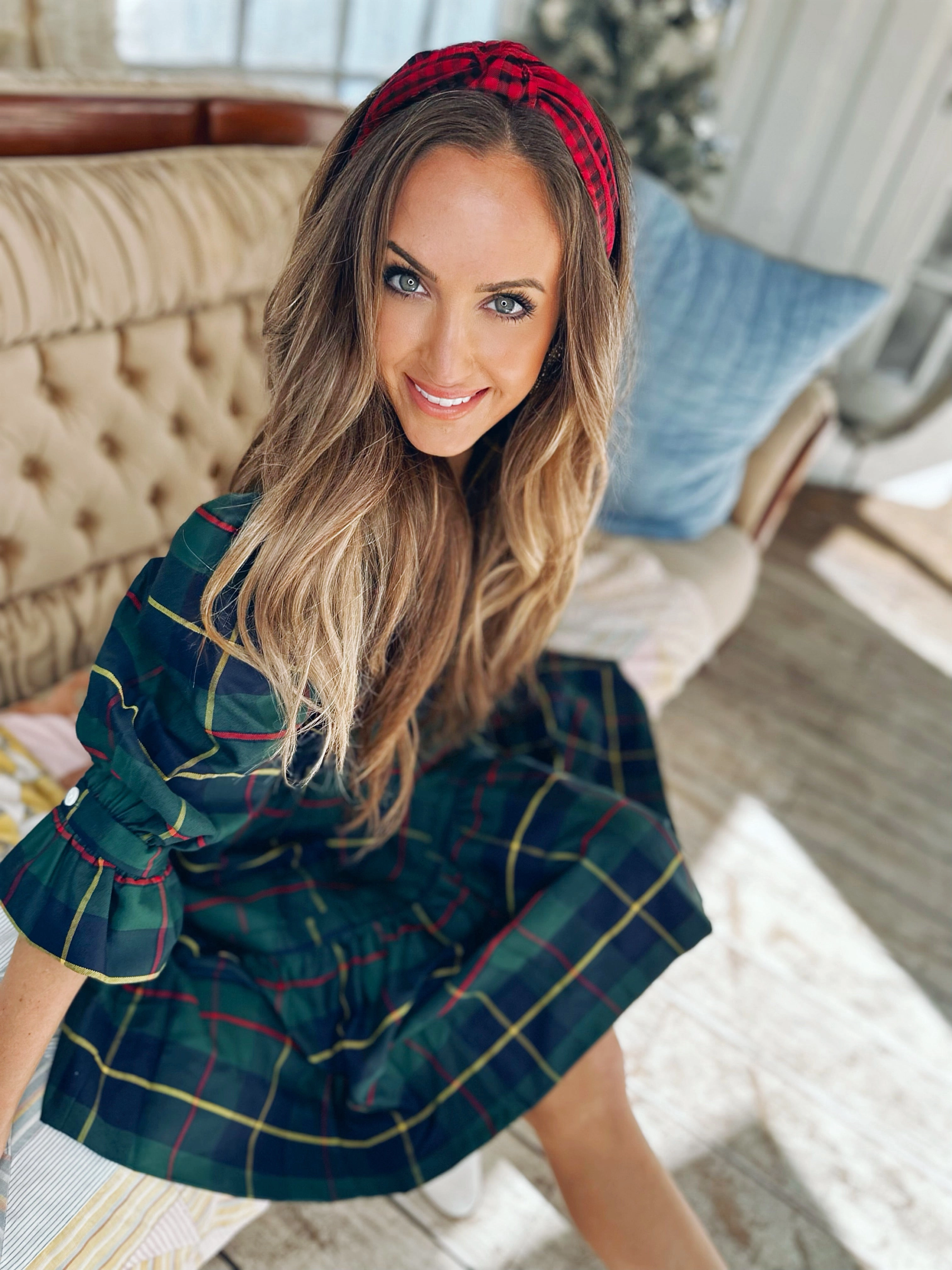 Gretchen Scott Teardrop Dress - Plaidly Cooper - Green Plaid