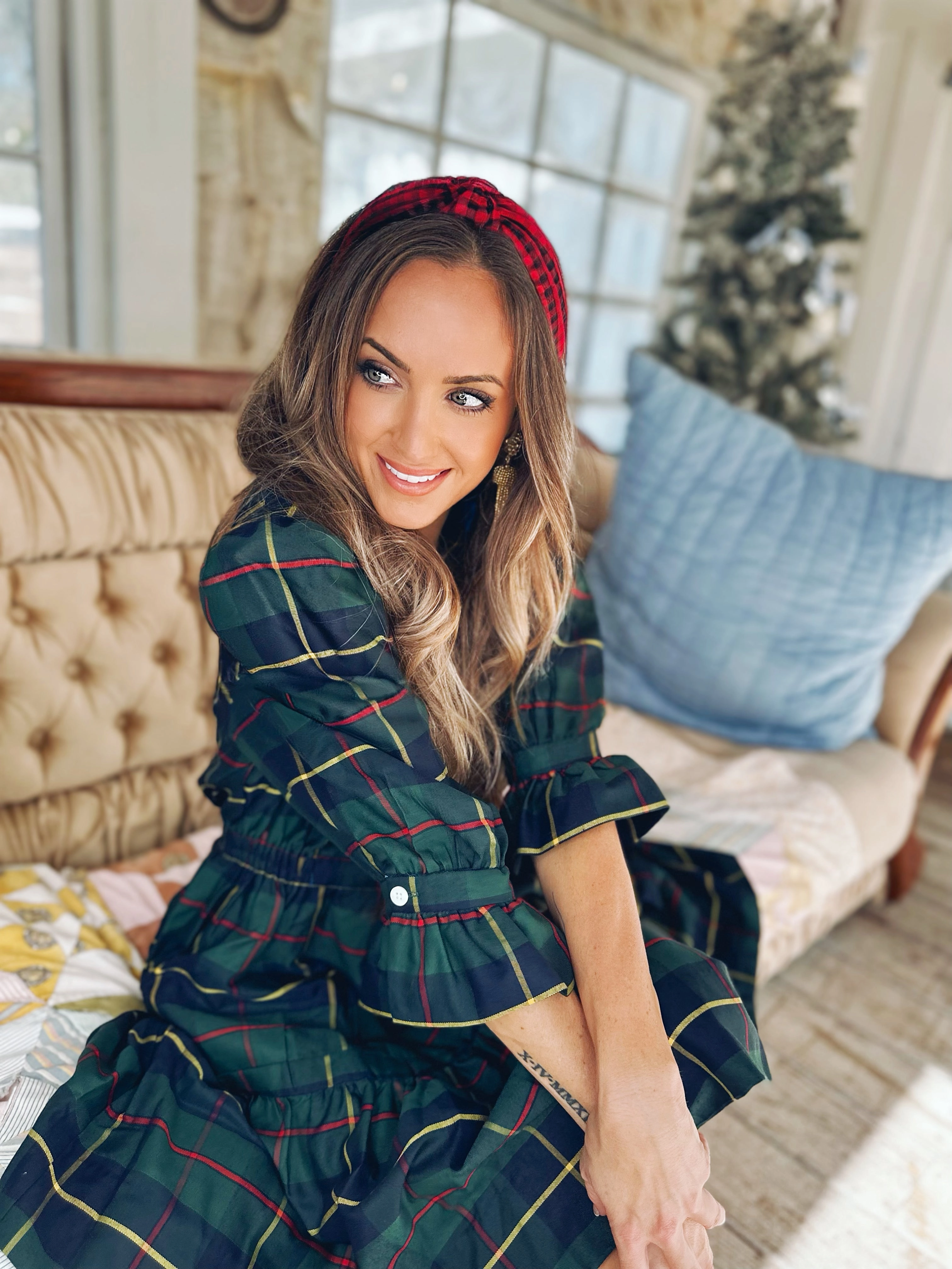 Gretchen Scott Teardrop Dress - Plaidly Cooper - Green Plaid