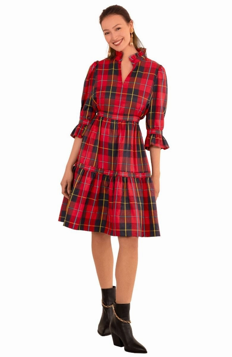 Gretchen Scott Teardrop Dress - Plaidly Cooper - Red Plaid