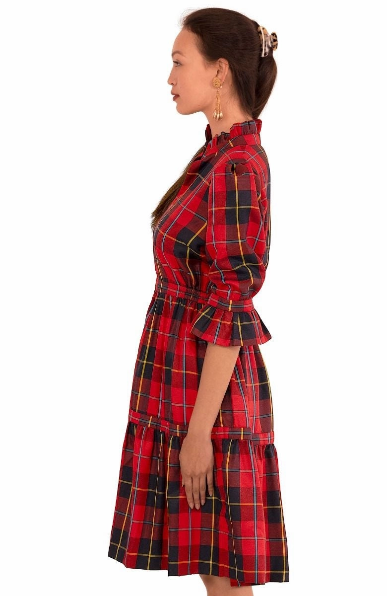 Gretchen Scott Teardrop Dress - Plaidly Cooper - Red Plaid