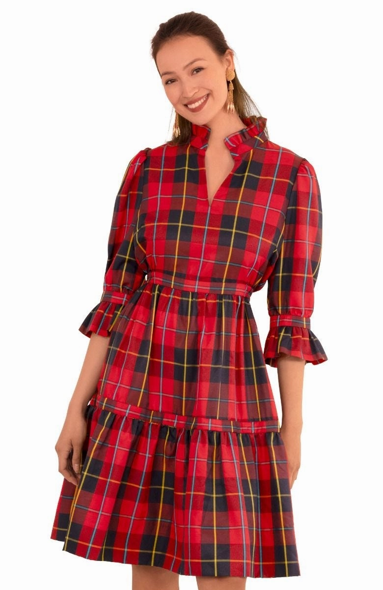 Gretchen Scott Teardrop Dress - Plaidly Cooper - Red Plaid