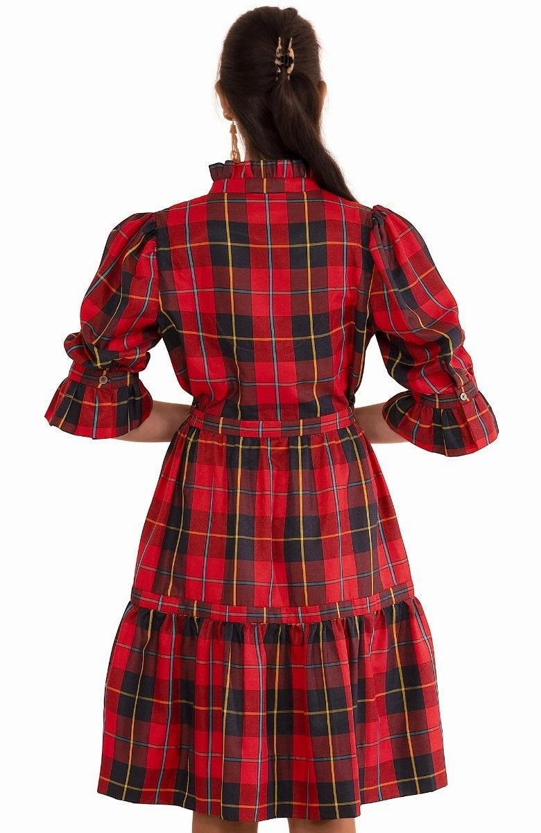 Gretchen Scott Teardrop Dress - Plaidly Cooper - Red Plaid