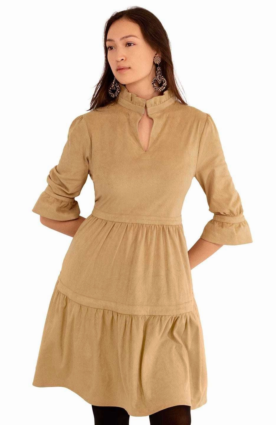 Gretchen Scott Teardrop Dress - Ultra Suede - Beige maxi dresses clearance
