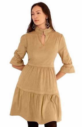 Gretchen Scott Teardrop Dress - Ultra Suede - Beige maxi dresses clearance