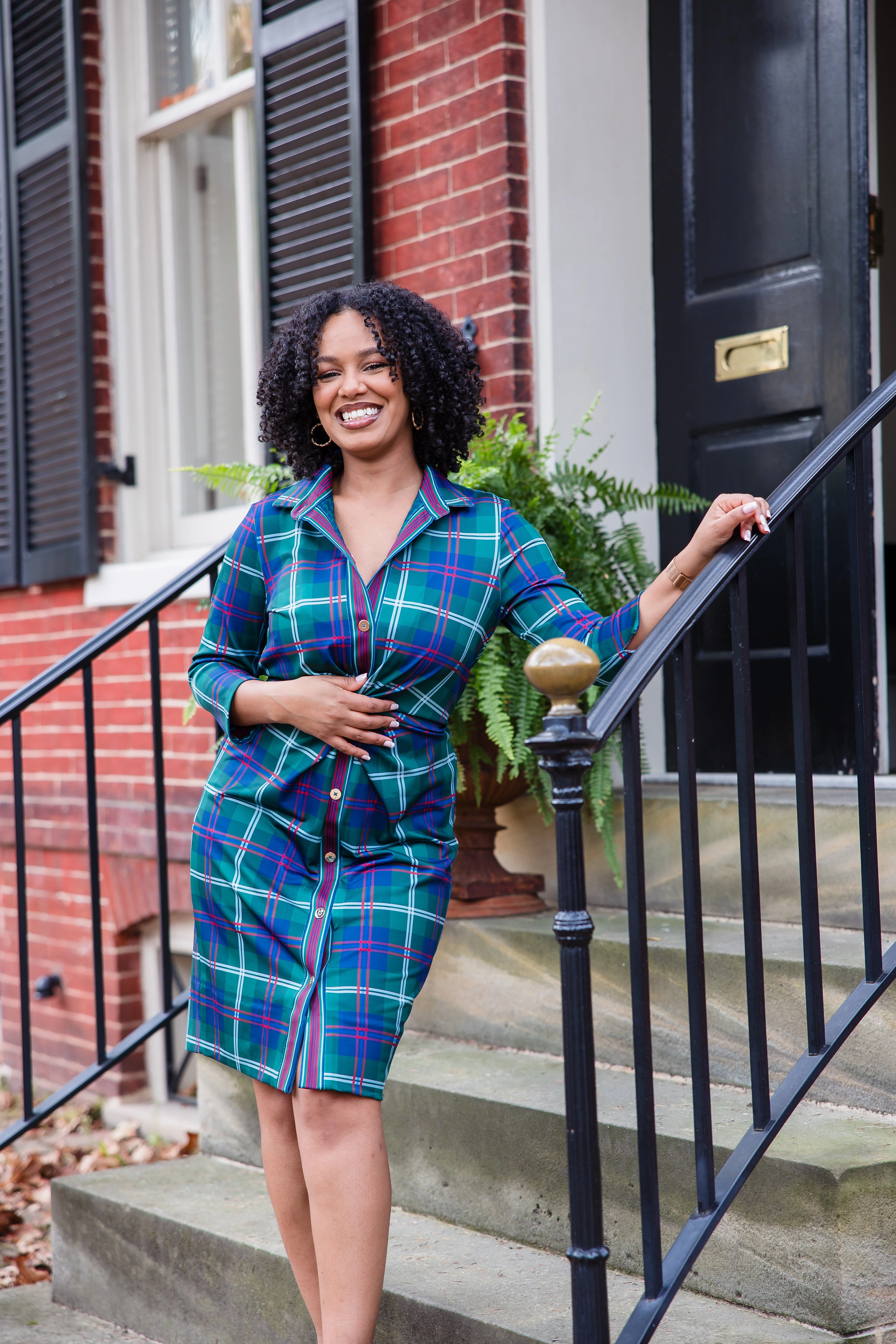 Gretchen Scott Twist & Shout Dress - Middleton Plaid - Green