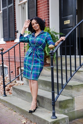 Gretchen Scott Twist & Shout Dress - Middleton Plaid - Green discount party dresses