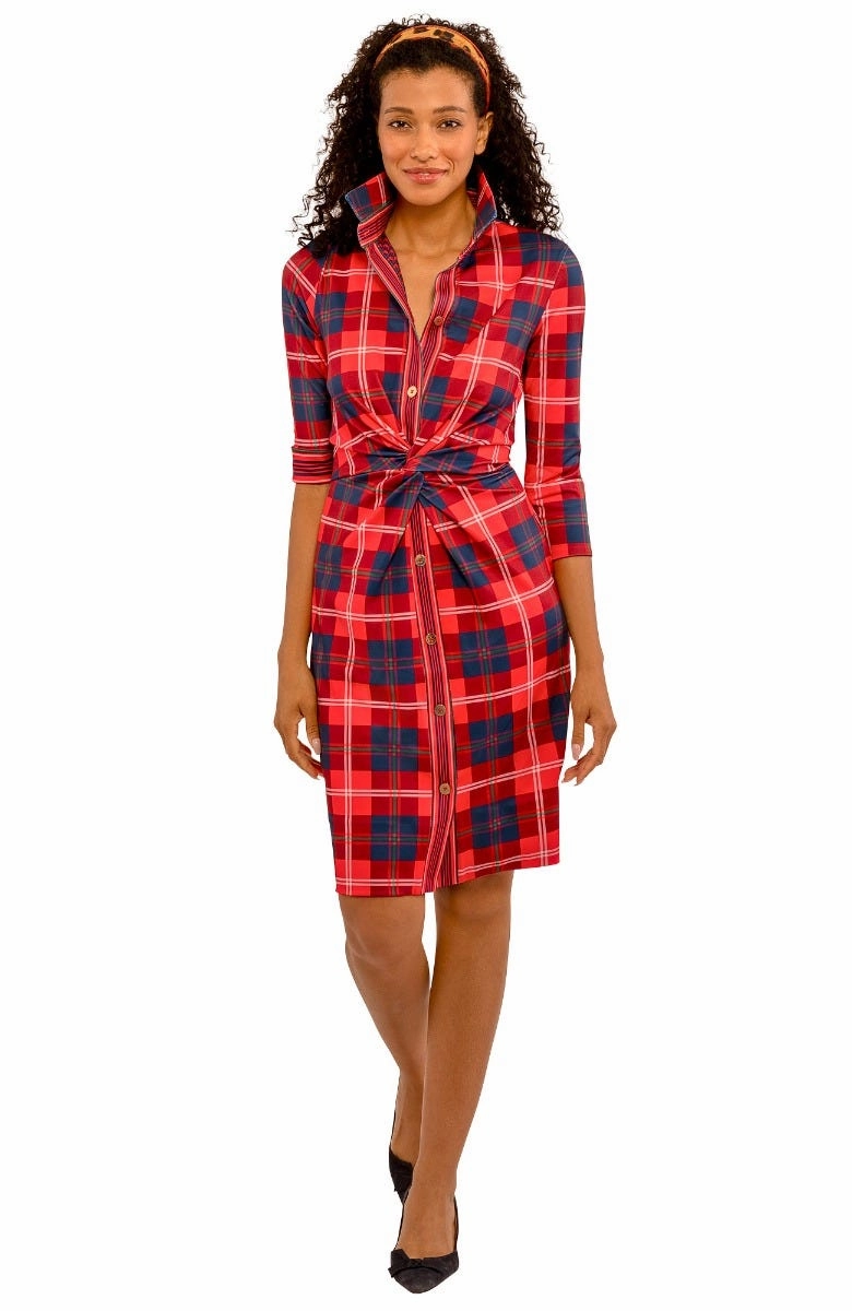 Gretchen Scott Twist & Shout Dress - Middleton Plaid - Red