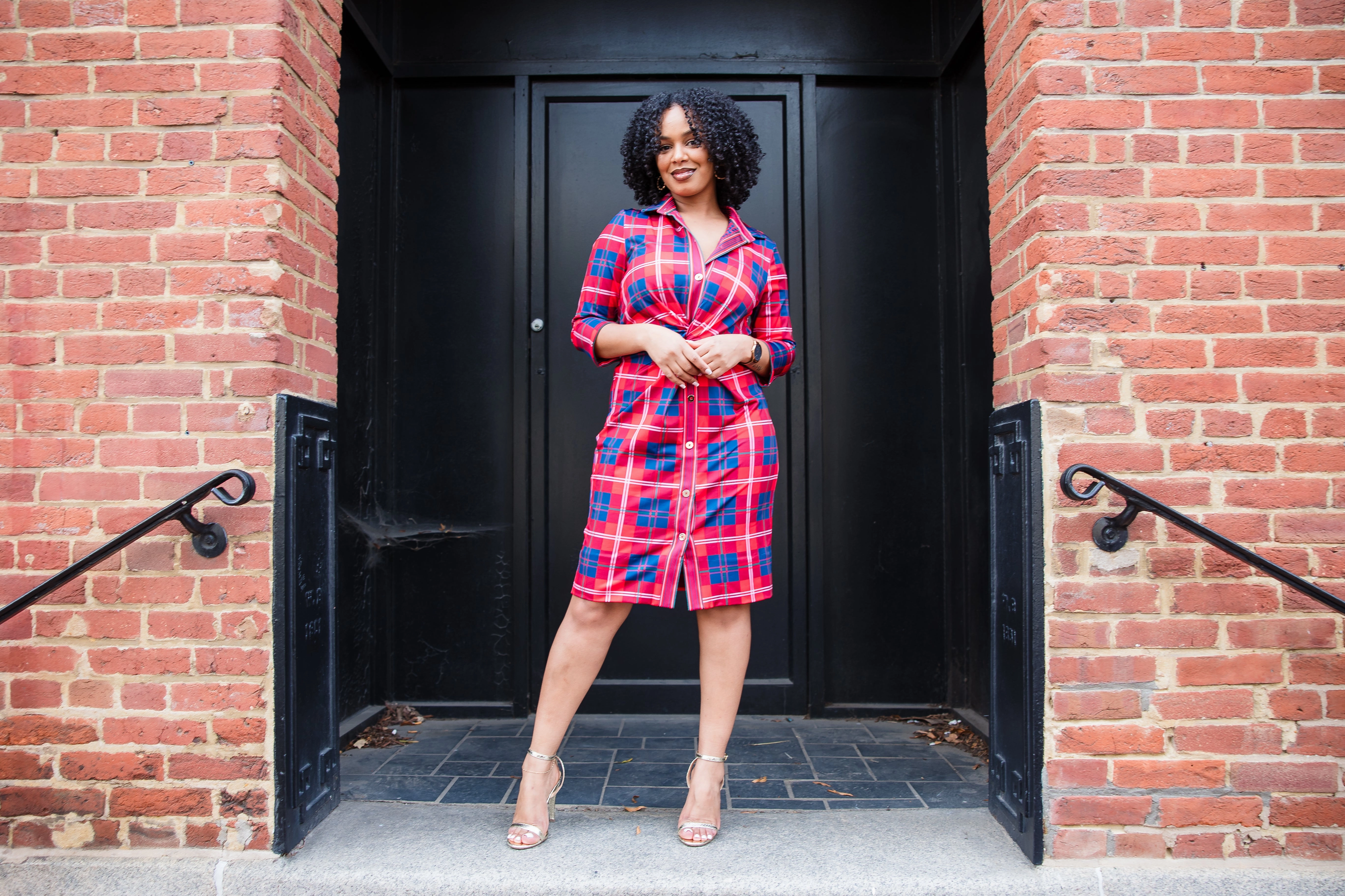 Gretchen Scott Twist & Shout Dress - Middleton Plaid - Red