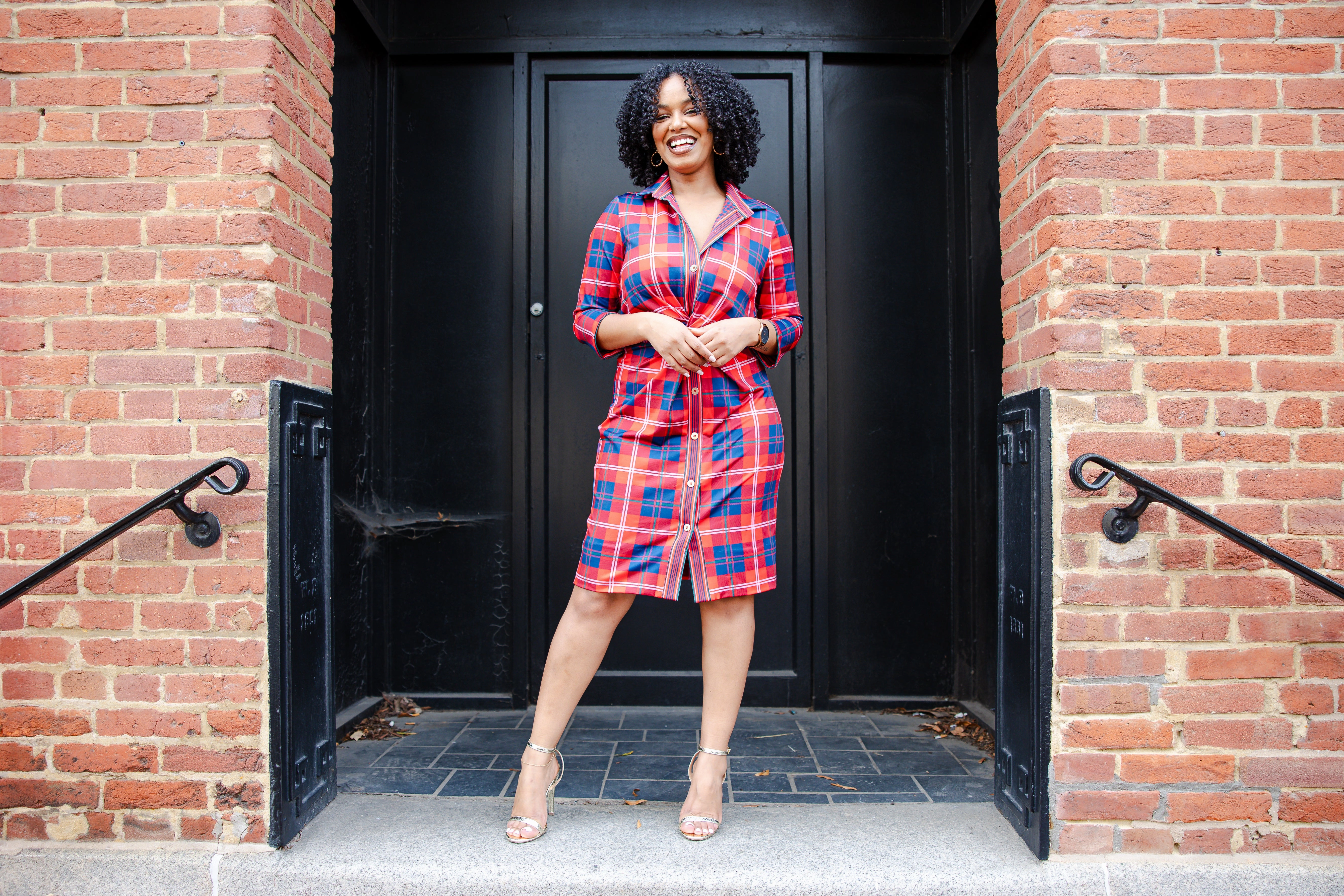 Gretchen Scott Twist & Shout Dress - Middleton Plaid - Red