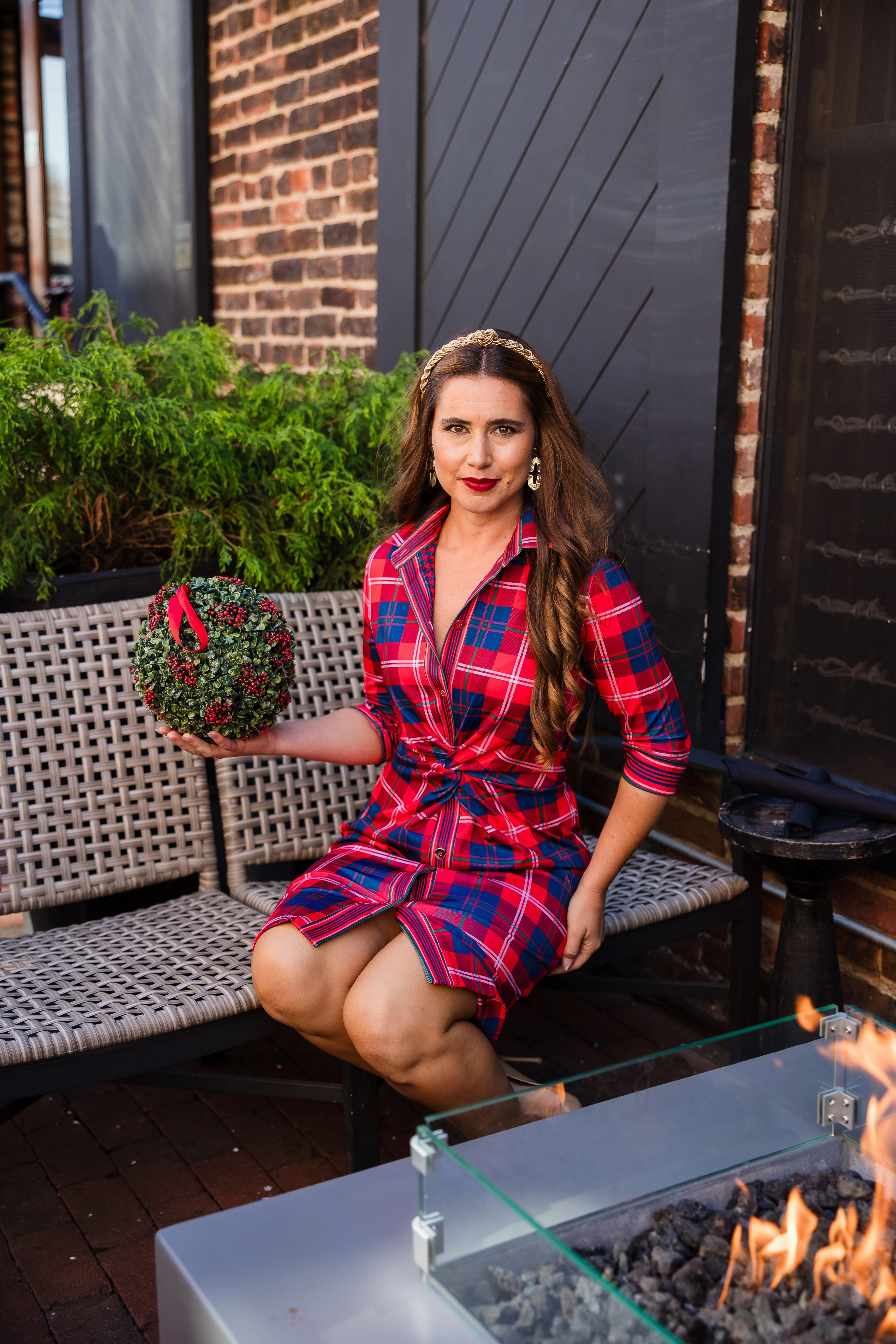 Gretchen Scott Twist & Shout Dress - Middleton Plaid - Red