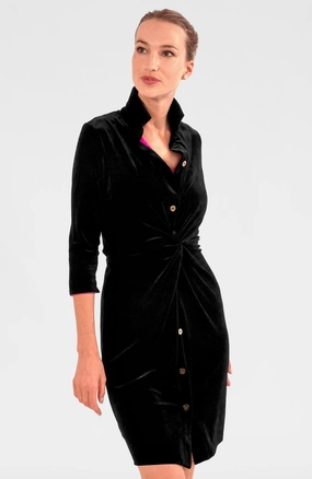Gretchen Scott Twist & Shout Dress - Silky Velvet - Black maxi dresses clearance