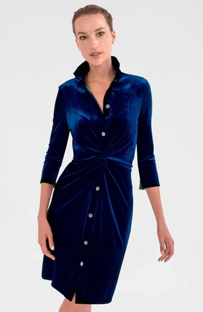 Gretchen Scott Twist & Shout Dress - Silky Velvet - Navy maxi dresses clearance