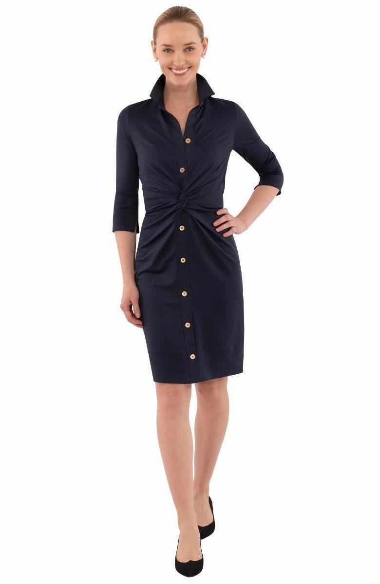 Gretchen Scott Twist & Shout Dress - Solid Navy
