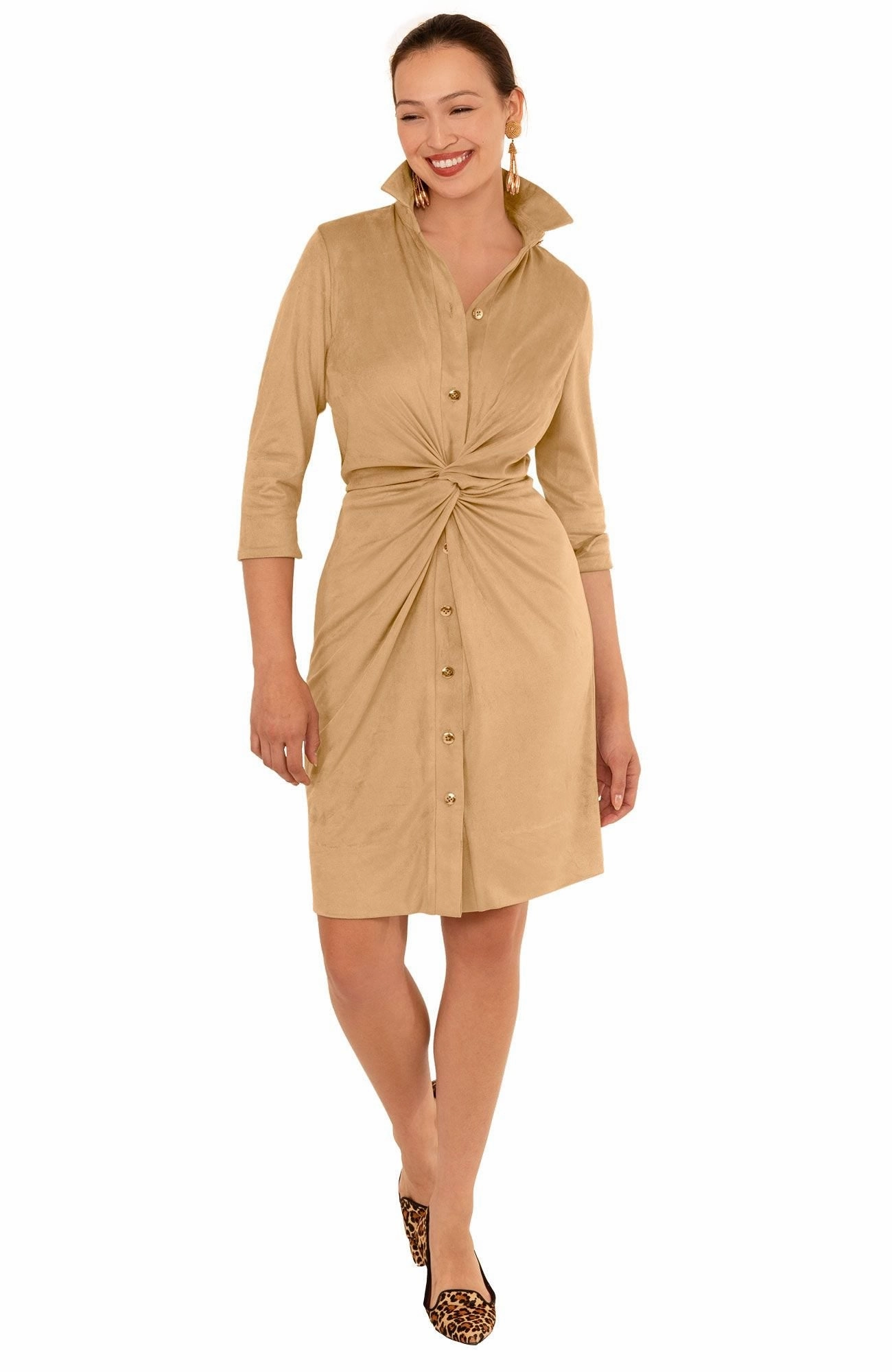 Gretchen Scott Twist & Shout Dress - Ultra Suede - Beige