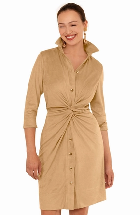 Gretchen Scott Twist & Shout Dress - Ultra Suede - Beige maxi dresses clearance