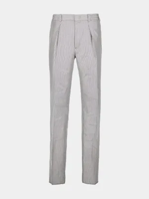 Grey Pinstriped Fabric Trousers Bottoms Mens - cheap mens shorts online