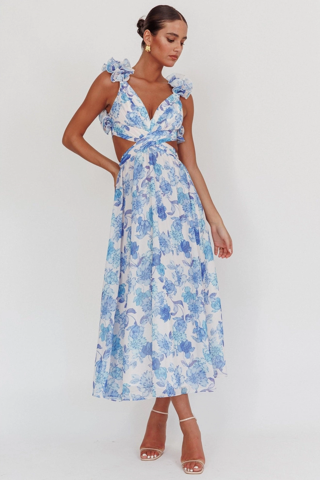 Hamptons Floral Maxi Dress - Blue maxi dresses clearance
