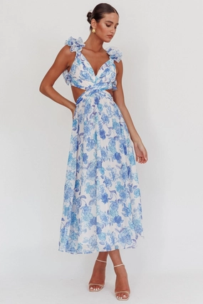 Hamptons Floral Maxi Dress - Blue maxi dresses clearance