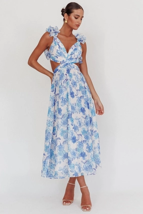 Hamptons Floral Maxi Dress - Blue womens gowns outlet