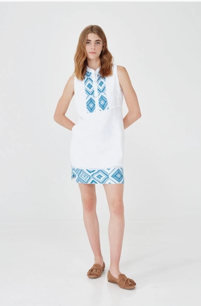 Haris Cotton Circe Dress - White Lapis summer dresses best deals