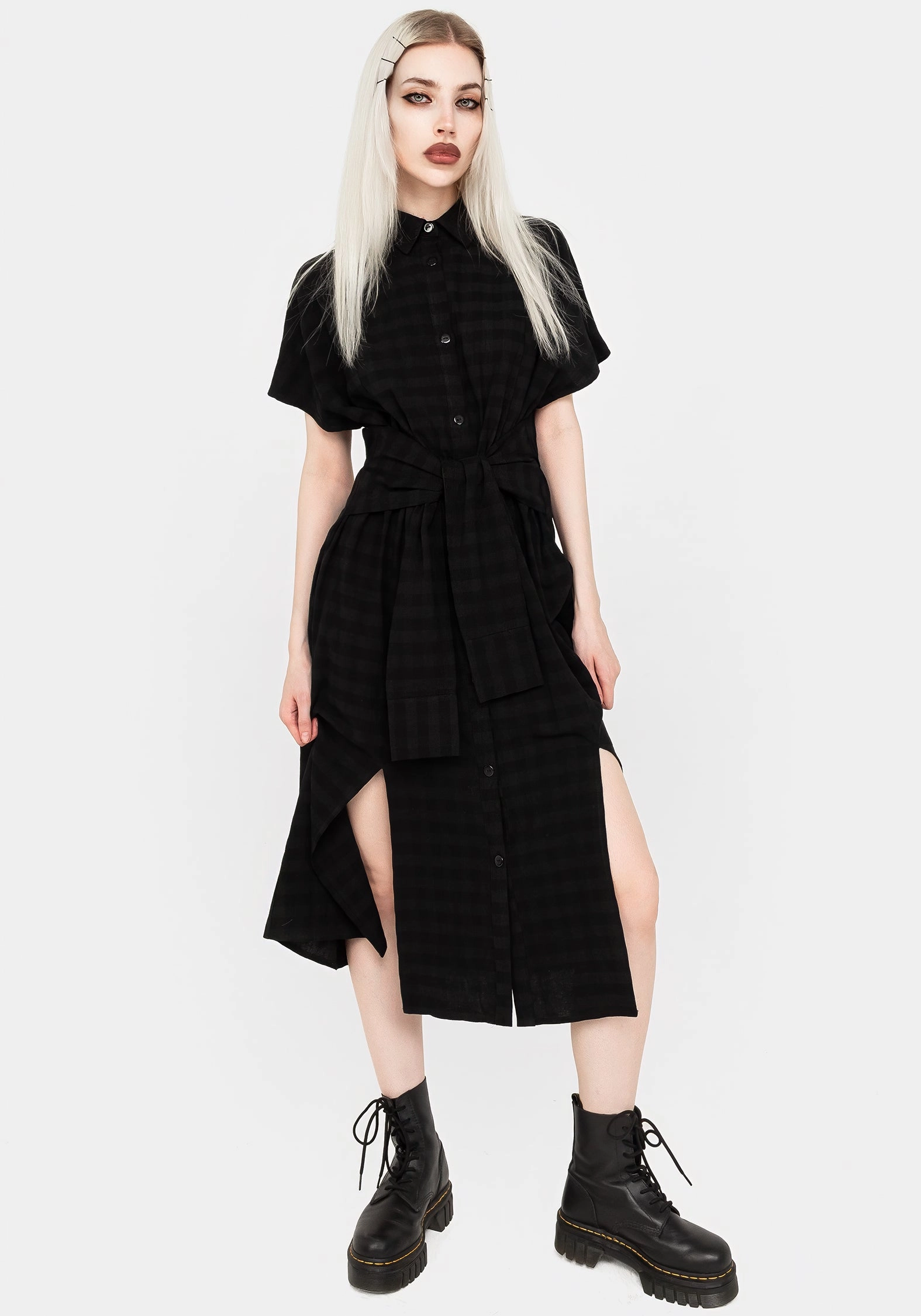 Hattie Shirt Sleeve Tie Waist Shirt Dress