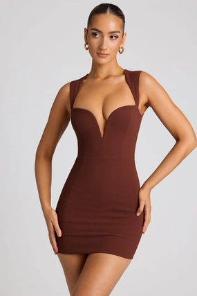 Heart Cut Out Mini Dress in Chocolate Brown Dresses - lace dresses best price