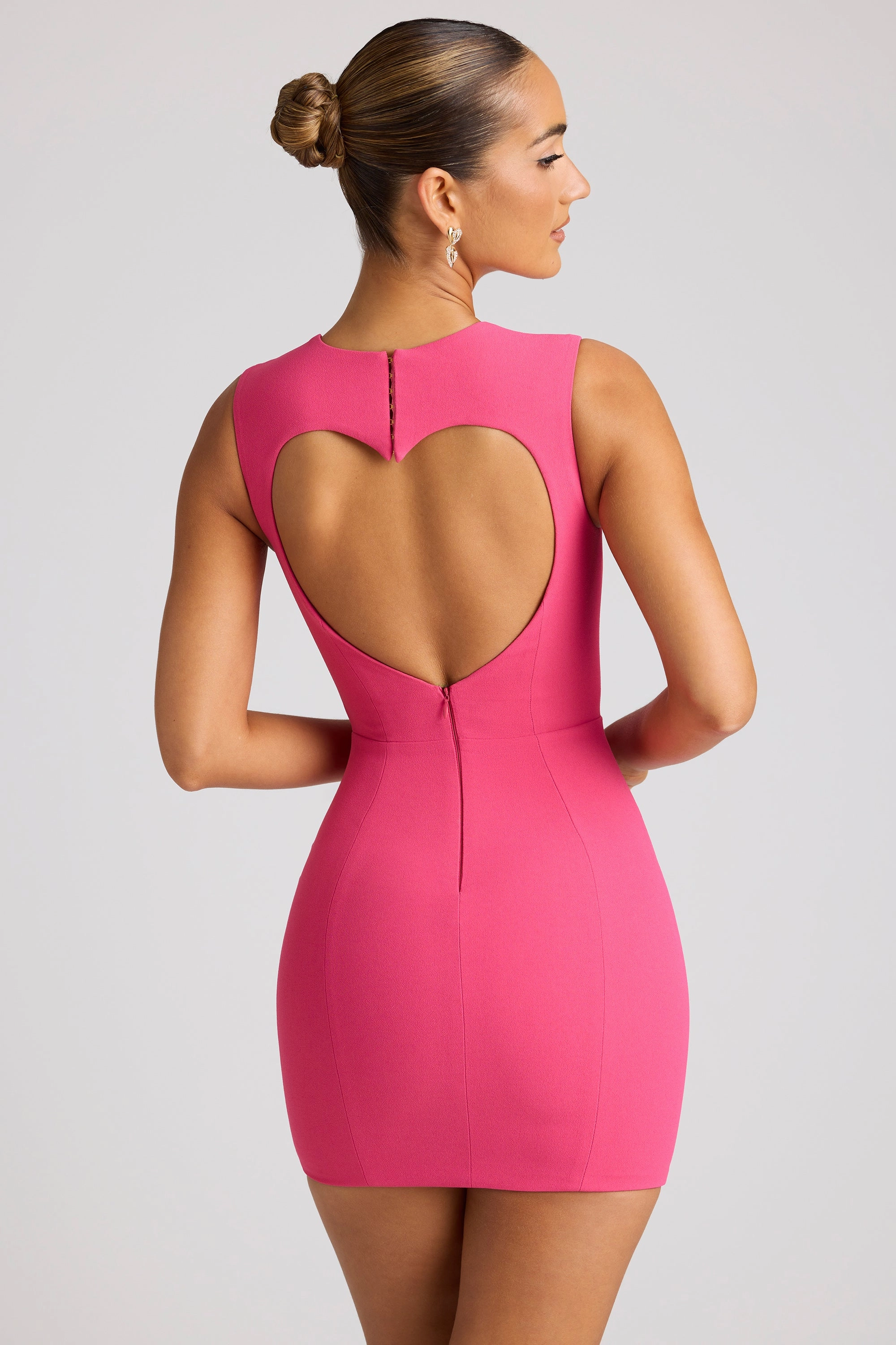 Heart Cut Out Mini Dress in Magenta Dresses - lace dresses best price