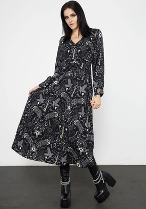 Hecate's Garden Long Sleeve Midaxi Dress Dresses Womens - beach dresses cheap