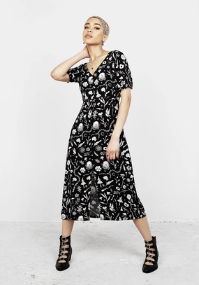 HEDGEWITCH V-NECK MIDI DRESS Dresses Womens - summer dresses discount