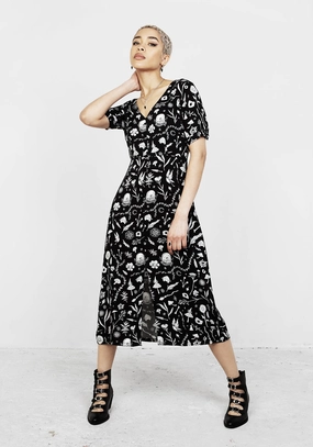 HEDGEWITCH V-NECK MIDI DRESS Dresses Womens - beach dresses cheap