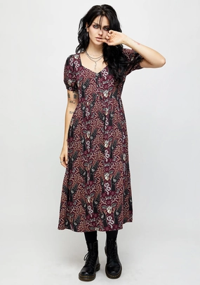 Hemlock Button Detail Puff Sleeve Midi Dress Dresses Womens - beach dresses cheap