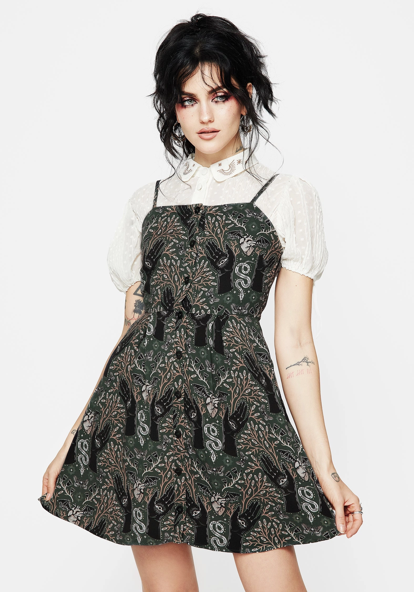Hemlock Mini Apron Dress - Green Dresses Womens - summer dresses discount