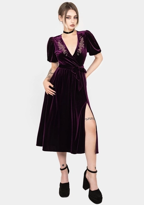 Hera Embroidered Midi Wrap Dress Dresses Womens - beach dresses cheap