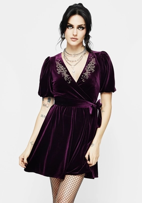 Hera Embroidered Mini Wrap Dress Dresses Womens - beach dresses cheap