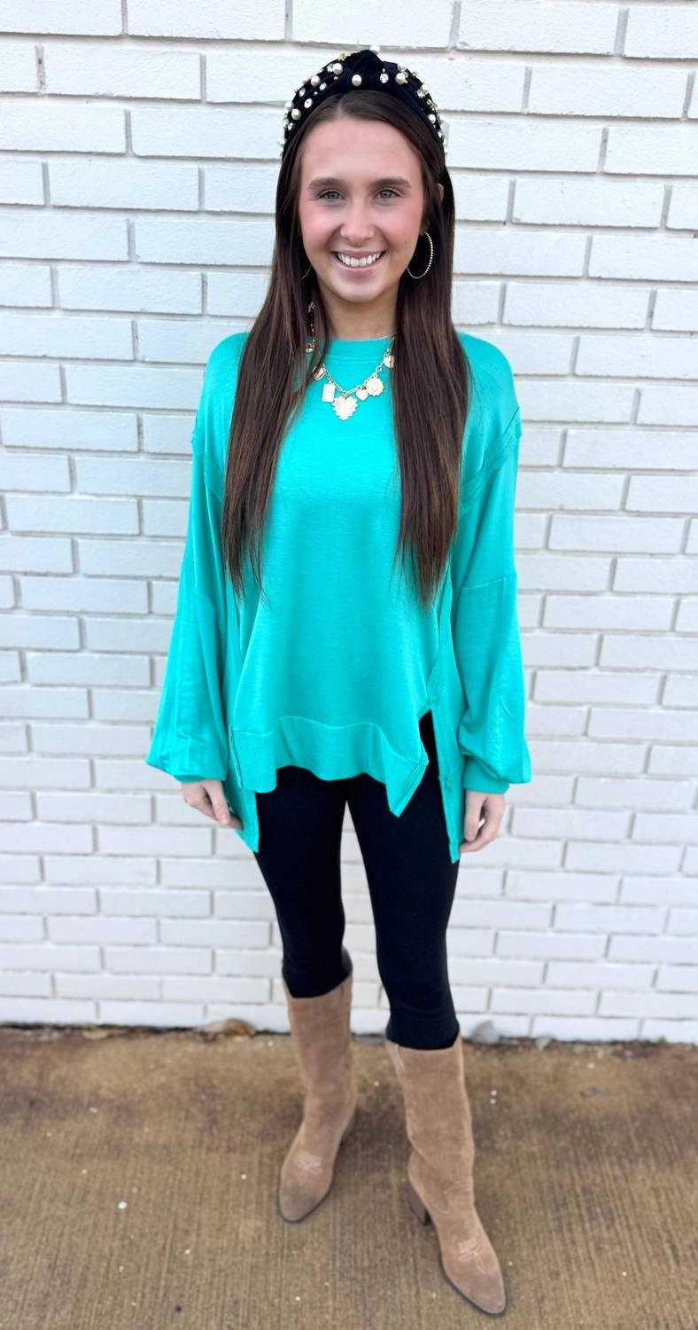 Hi-Low Pullover In Mint