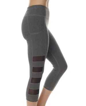 High Waisted Captain Capri Legging With Pocket In Grey Activewear Womens - fitness leggings online
