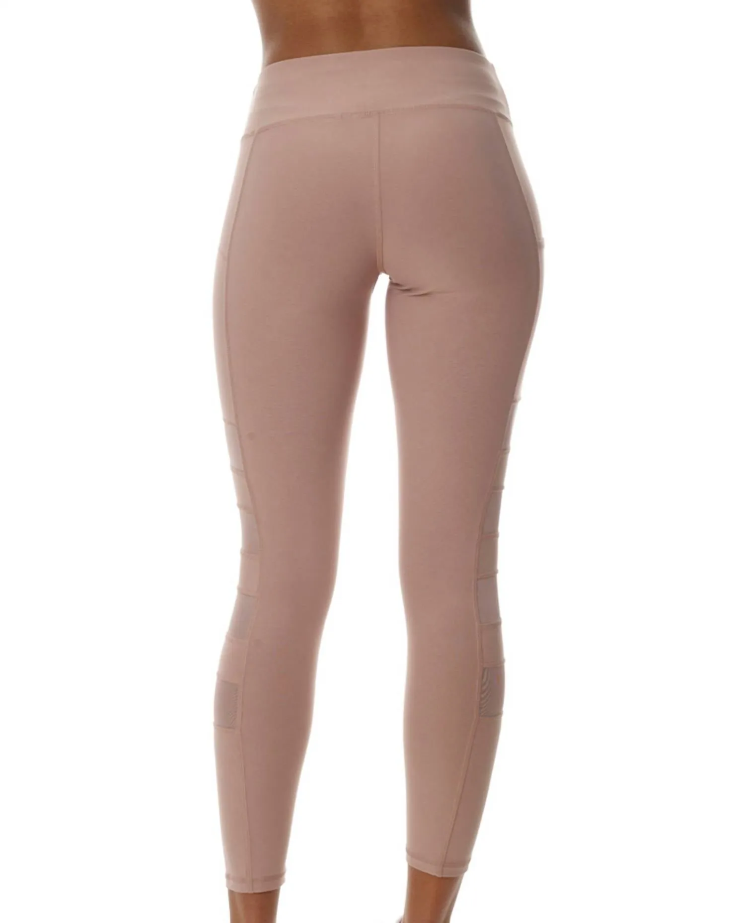 High Waisted Mesh Sides Legging With Pocket In Pink