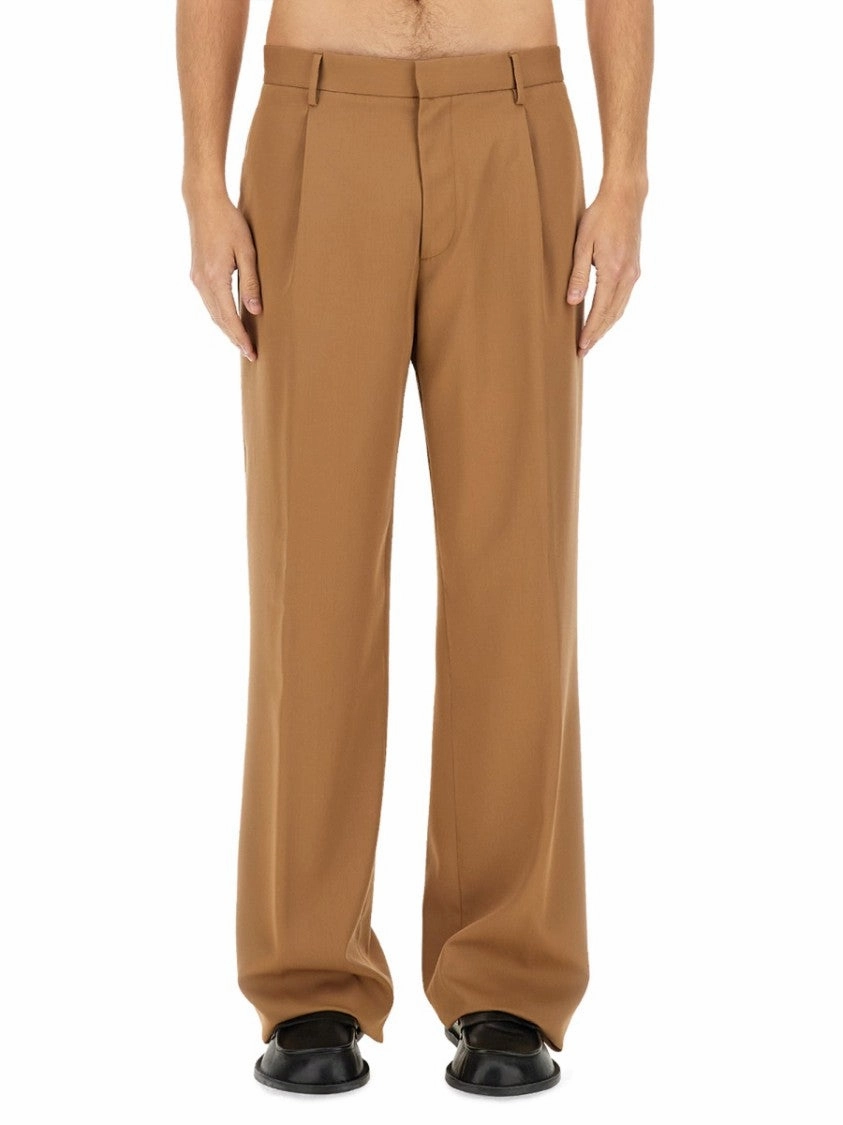 High-Waisted Brown Virgin Wool Pants