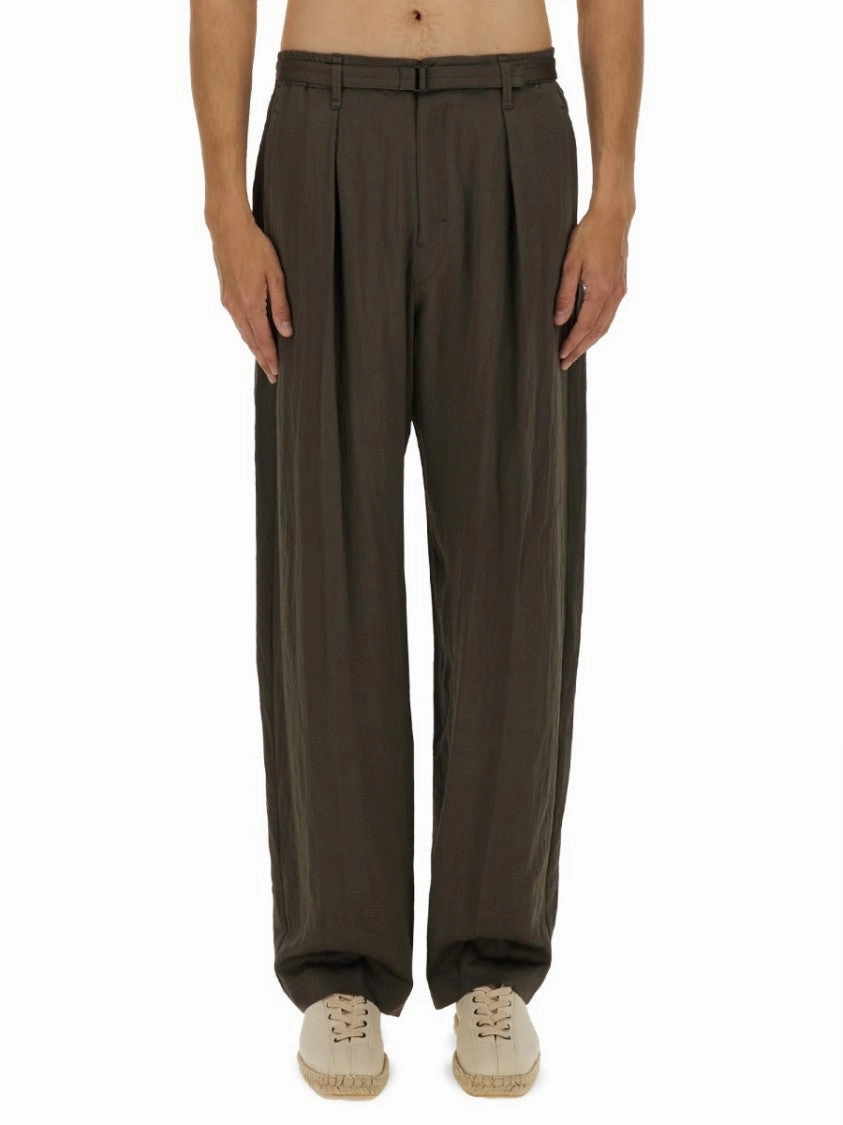 High-Waisted Relaxed Pants With Front Pleats