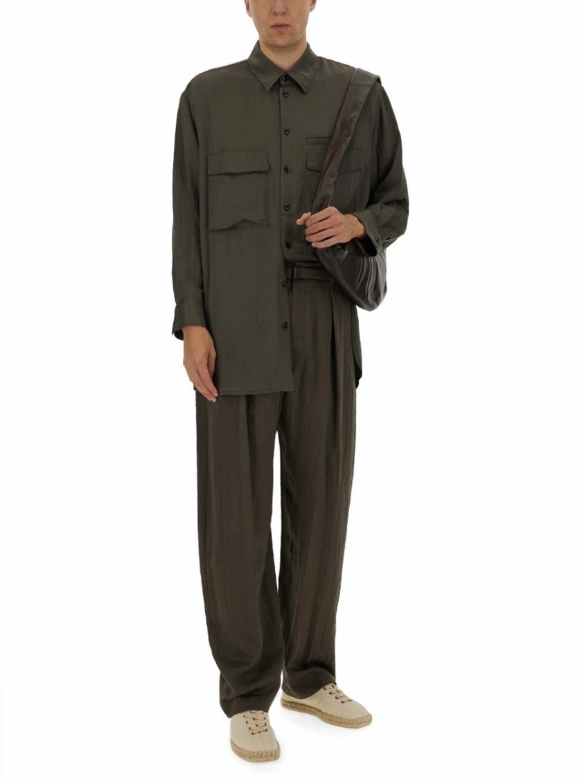 High-Waisted Relaxed Pants With Front Pleats