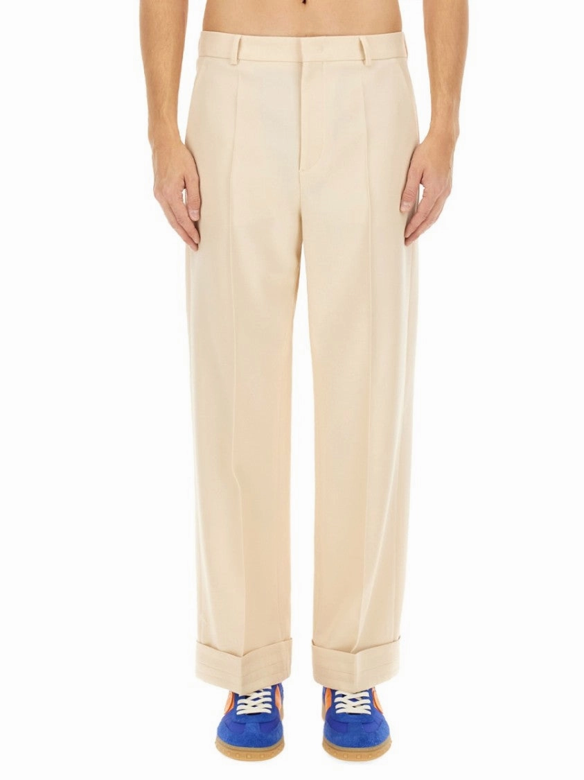 High-Waisted Wool Pants With Classic Pleat Design