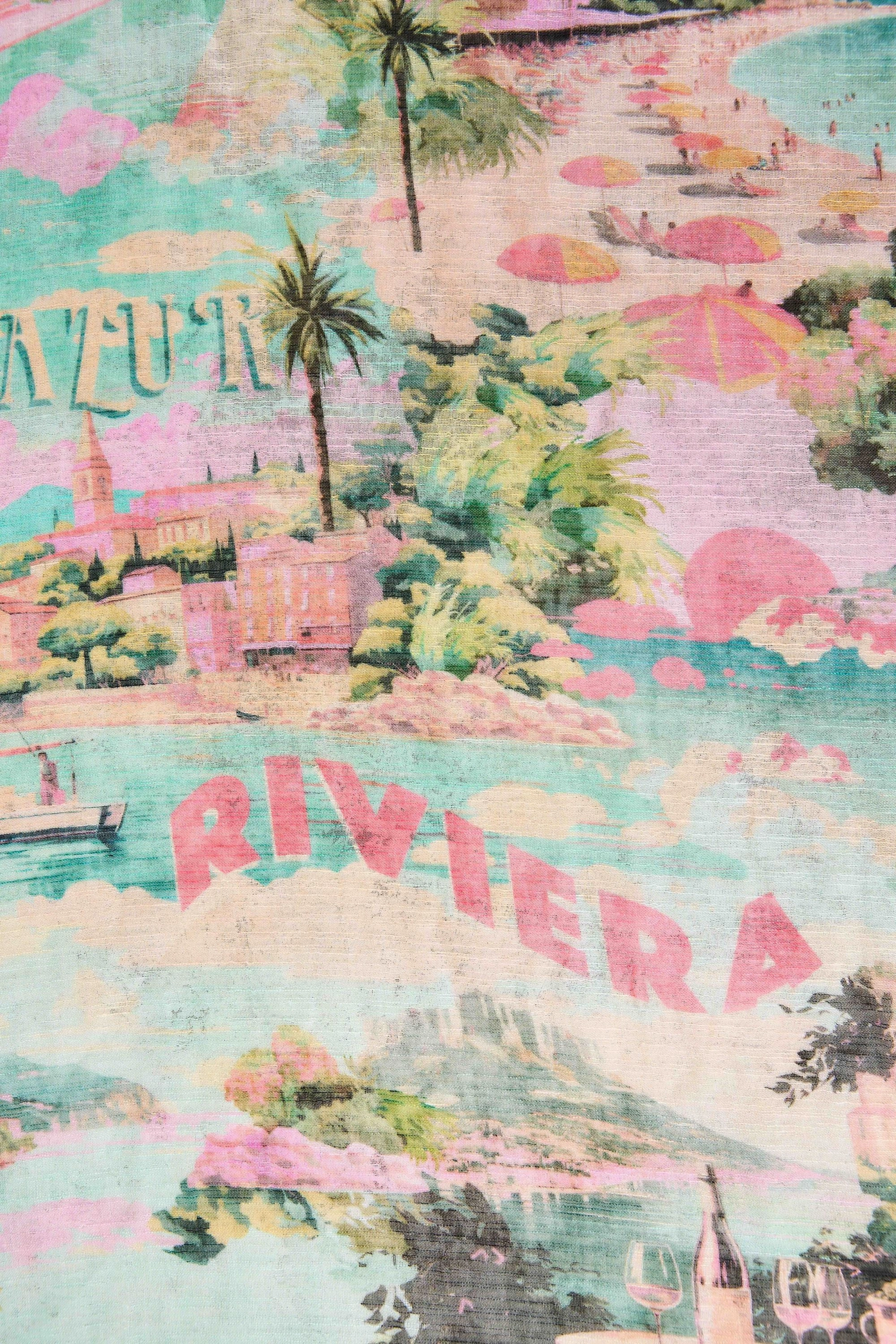 Holiday Print Linen Scarf - Multi